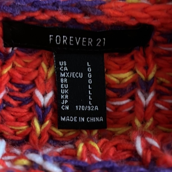 FOREVER 21 Marled Turtleneck Sweater Colorful Women Large Oversized Chunky Knit - Picture 7 of 9